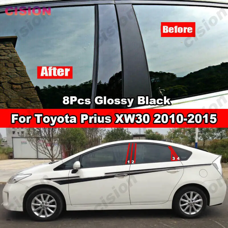 Car Window Door Column B C Pillars Post Cover Trim For Toyota Prius XW30 ZVW30 2010-2015 Glossy Black Carbon Fiber Mirror Effect 1 Car Window Door Column B C Pillars Post Cover Trim For Toyota Prius XW30 ZVW30 2010-2015 Glossy Black Carbon Fiber Mirror Effect 1