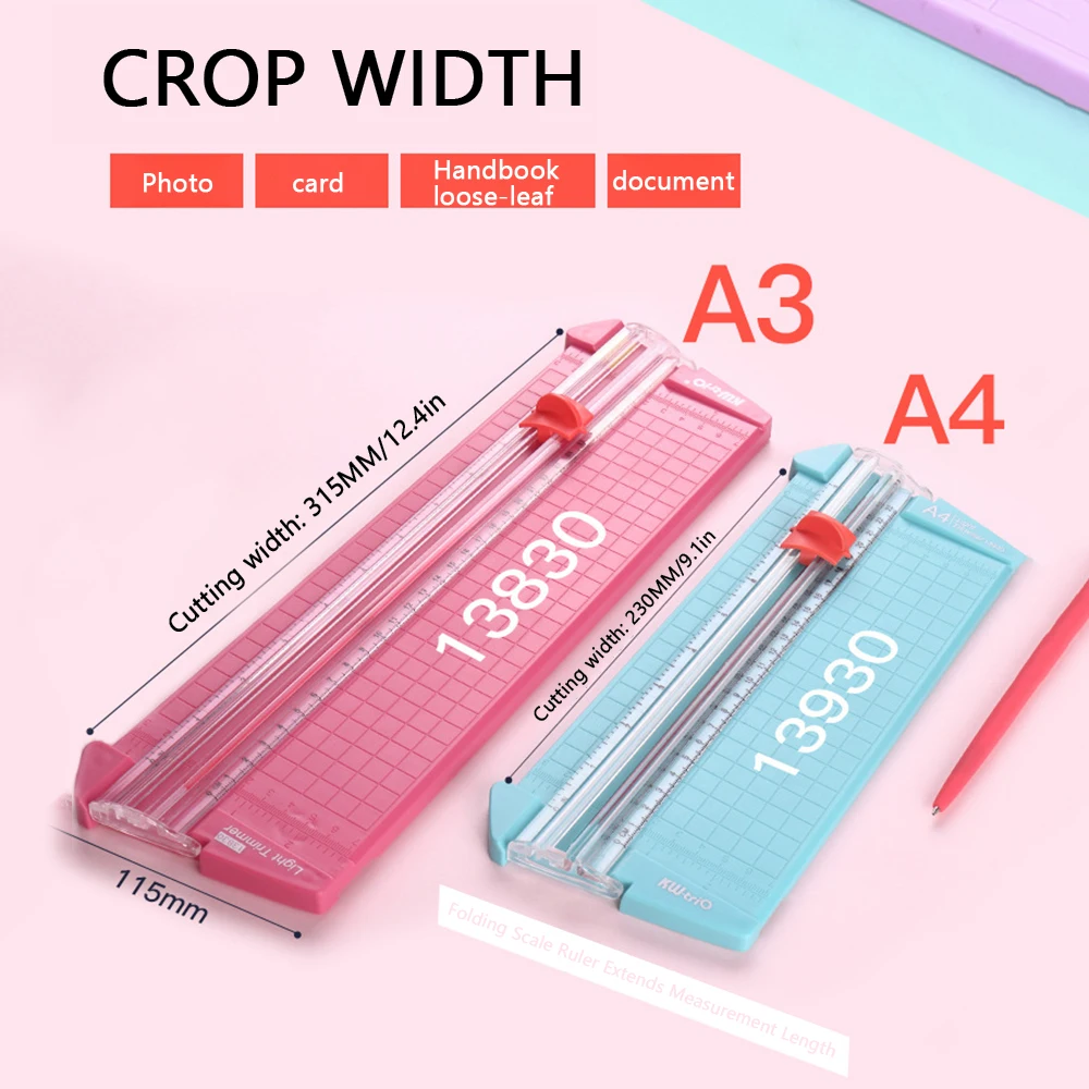 Paper Cutter,Portable Paper Trimmer,12 Inch Paper Slicer Scrapbooking Tool  with Automatic Security Safeguard and Side Ruler for Craft Paper,A4 A5  Paper,Coupon, Label and Cardstock (Blue) (Pink)