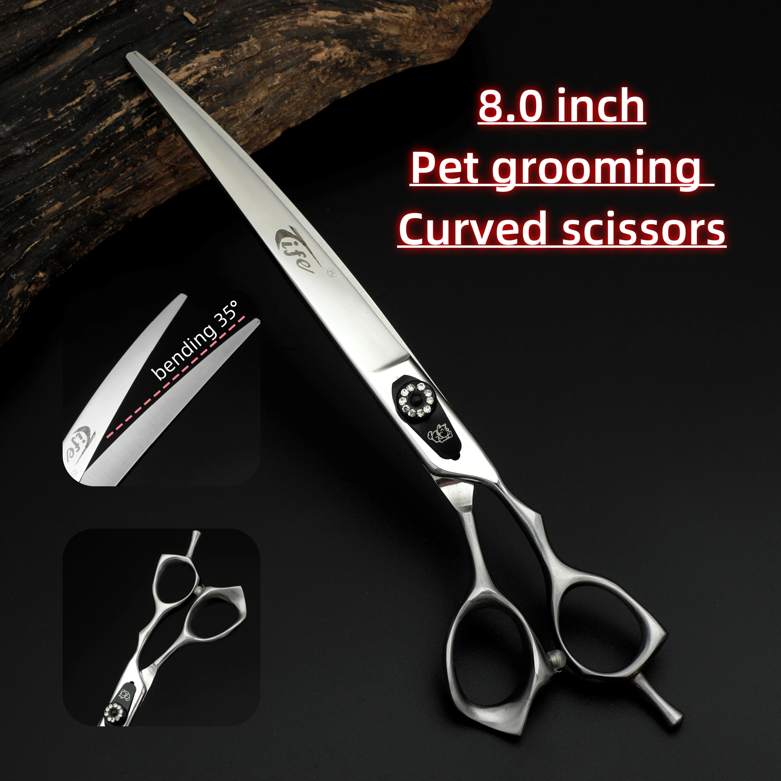 A.tami 7.0-7.5-8 Professionelle Tierpflegeschere, 55 %/70 % Effilierschere, gebogene Schere aus Hitachi 440c-Stahl, scharf und langlebig – Detail 19