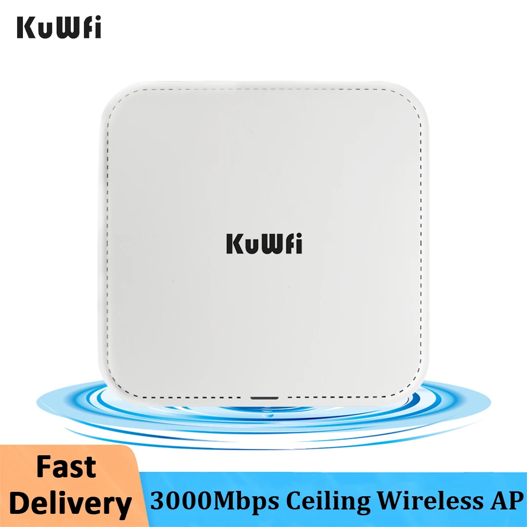 Punto de acceso inalámbrico para techo KuWFi 3000Mbps, 2,4 G, 5 G, banda dual, Wifi 6, enrutador para interiores, amplificador de señal Wifi Poe de 48 V