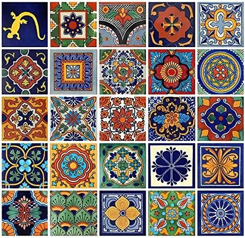 

Mexican Tiles 4x4 Handpainted Hundred Pieces Different Designs Concrete mold Storage shed Greenhouse Concrete mold Balcony priva