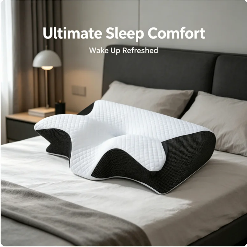 Ergonomic Memory Foam Cervical Pillow for Neck Pain Relief and Support