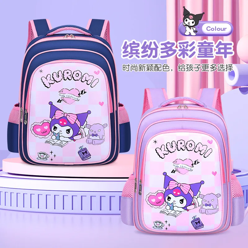 

Cute Kuromi Student Backpack Girl Waterproof Large Capacity Pupil Kindergarten Primary School Book Bag Sanrio Anime Kids Kawaii