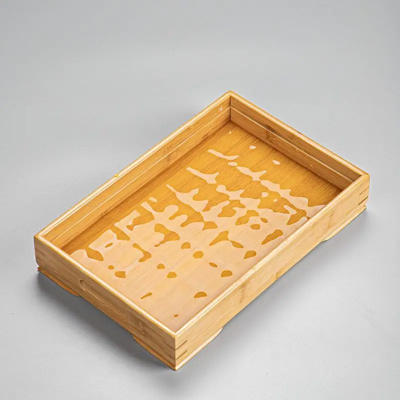 Bamboo Tray Wooden Japanese Tea Tray With Drain Nanzhu Kungfu Simple Household Gongfu Tea Set Board Rectangular