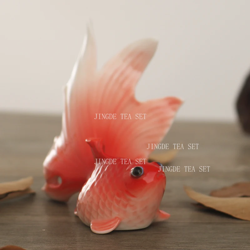 Ceramic Tea Pet Ornaments Sustainable Three-dimensional Home Decor Accessories Goldfish Tea Tray Decoration Tea Set Accessories