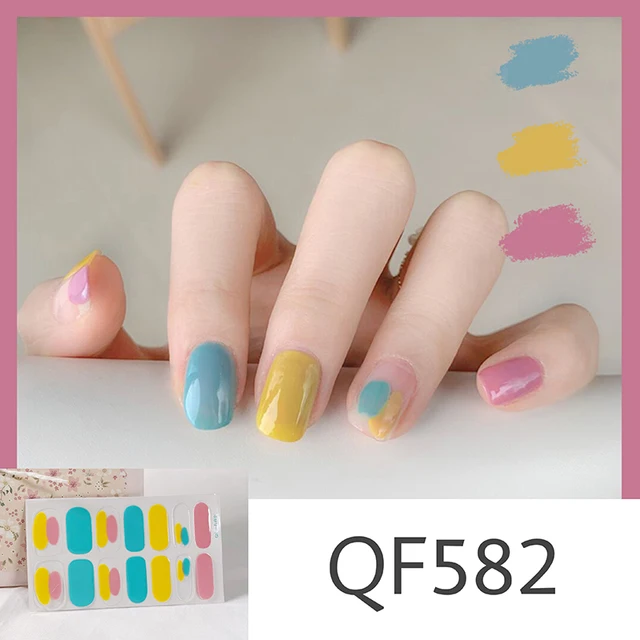 Lamemoria14tips Nail Stickers New Product Full Coverage 3D Summer Complete Nail Decals Waterproof Self-adhesive DIY Manicure QF582