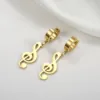 Kkjoy Fashion Stainless Steel Gold Color Music Symbol Earrings For Women Simple Treble Clef Note Earrings Temperament Party Gift 1