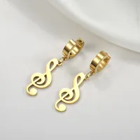 Kkjoy Fashion Stainless Steel Gold Color Music Symbol Earrings For Women Simple Treble Clef Note Earrings Temperament Party Gift 1
