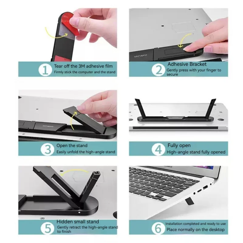 높이 조절, 방열 기능, 휴대 가능, 숨김형 수납, 접이식, 조절 가능, 플로팅 디자인을 갖춘 노트북 스탠드