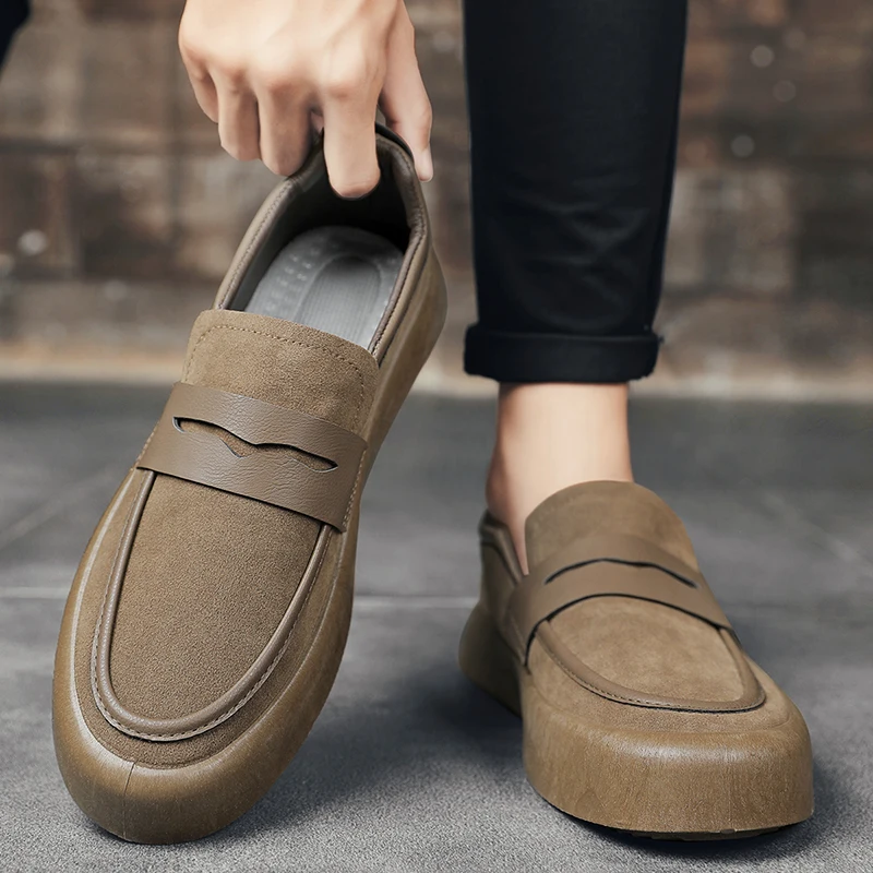 Fashion Platform Men Casual Shoes Spring Outdoor Soft-soled Comfortable Men Shoes Trendy Low-top Slip-on Walking Shoes for Women