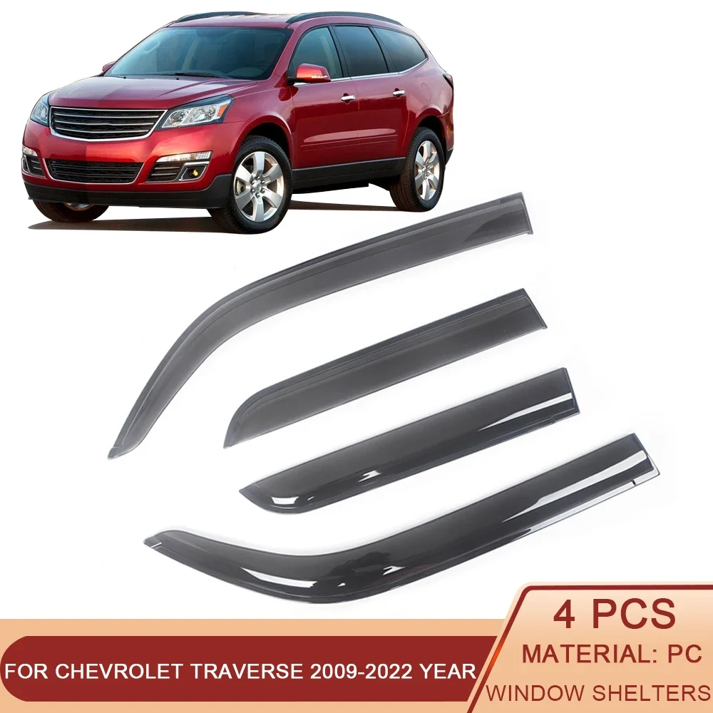 For Chevrolet Traverse 2009-Auto Black Tinted Car Side Window Visor Guard car accessories Vent Awnings Shelters Rain Guard Door Ventvisor