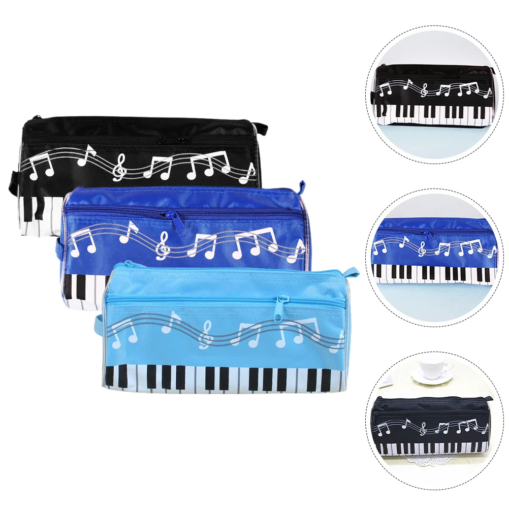 

3 Pcs Musical Note Stationery Bag An Fittings Daily Pen Storage Student Pencil Holder