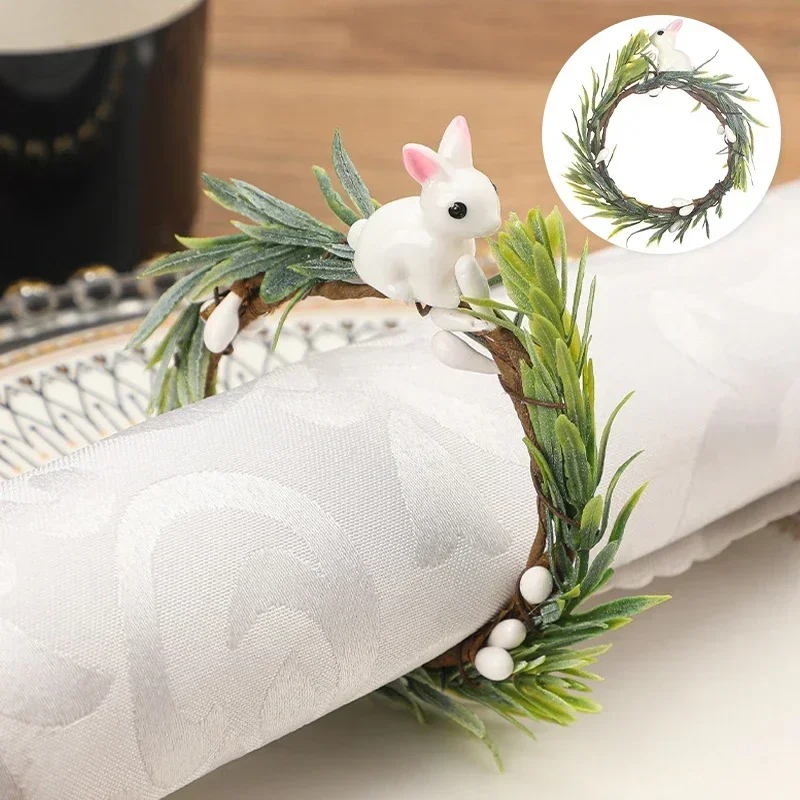 Easter Napkin Ring Holders Rabbit Ears Wooden Napkins Stand Racks Easter Decoration Party Table Decorations Supplies