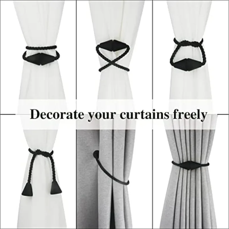 Modern Magnetic Curtain Laces Hand-Woven Laces Bedroom and Living Room Easy to Use and Fashionable Home Decoration Curtain Accessories 2 Pieces