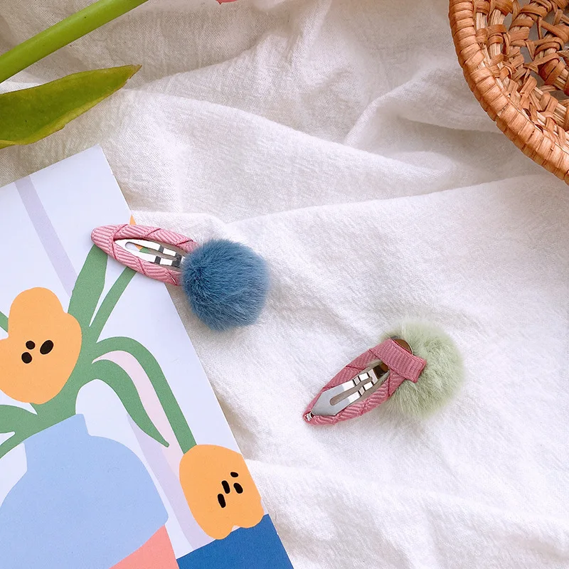 5pcs/set Children Mini Hair Clips Baby Cute Kawaii Hair Clips Plush Ball Kids Fur Ball Girls Hairpins BB Barrettes Accessories
