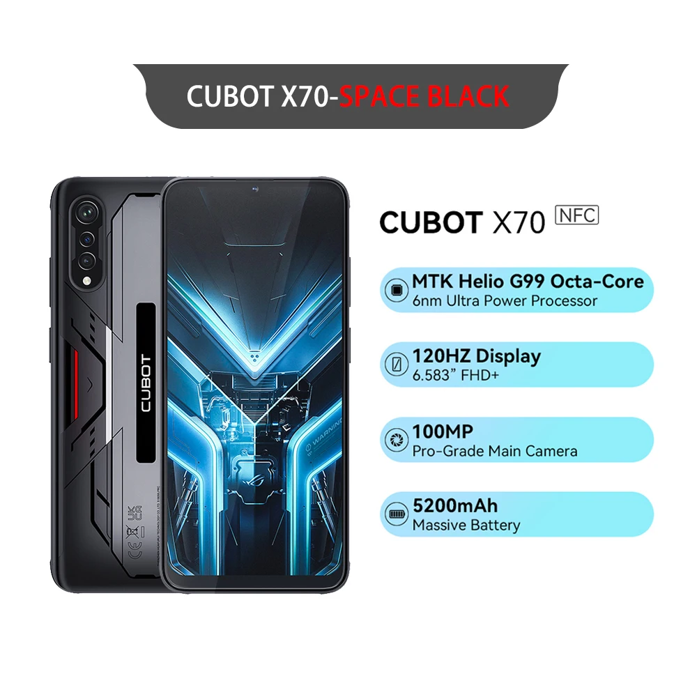 Smartphone Cubot X70  12 / 256 GB, 6, 5, Tech Black