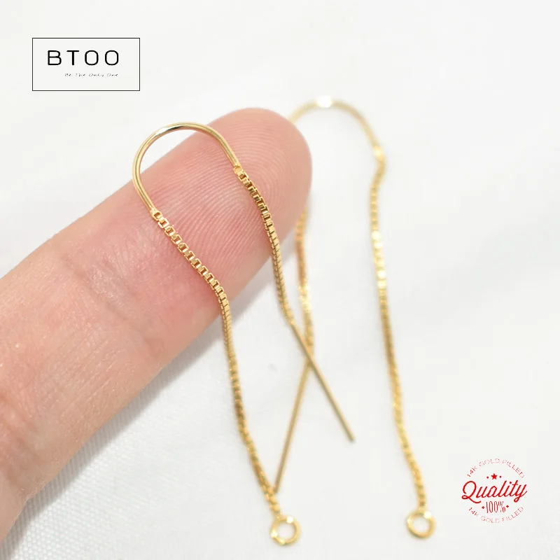 14K Gold Filled Ohrfädler-Set (1 Paar) mit U-Threader, Box-Kette und Ring – Gold-Ohrdraht für die Schmuckherstellung – Detail 9
