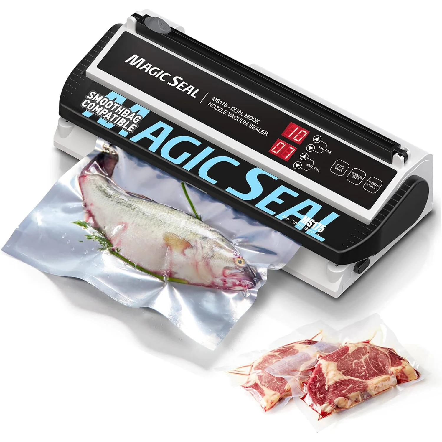 

Вакуумный упаковщик пищевых продуктов MagicSeal MS175, устройство для сохранения сухой и влажной пищи с воздушной трубкой и гладкими вакуумными пакетами, упаковочный аппарат для свежей упаковки