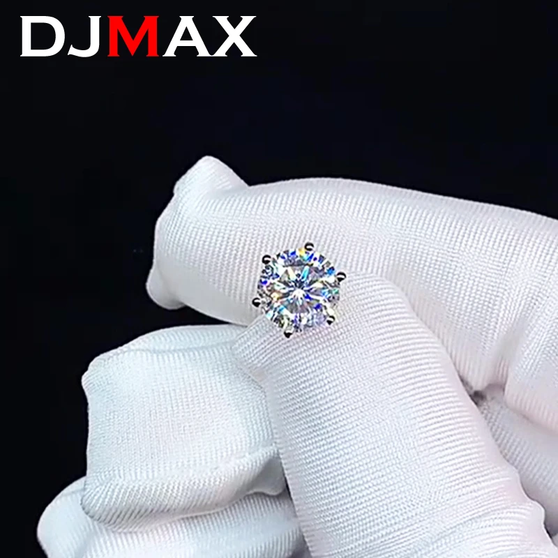 DJMAX 여성을 위한 0.1 3ct 모이사나이트 귀걸이 스터드, 최고 품질 오리지널 925 스털링 실버 여섯 발톱 레이디