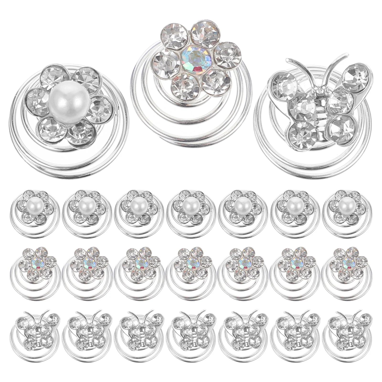 Rhinestone Spiral Hairpins Wedding Bridal Hair Pins Rhinestone Twists Coil Flower Swirl Spiral Hairpins Mini Hair Clips
