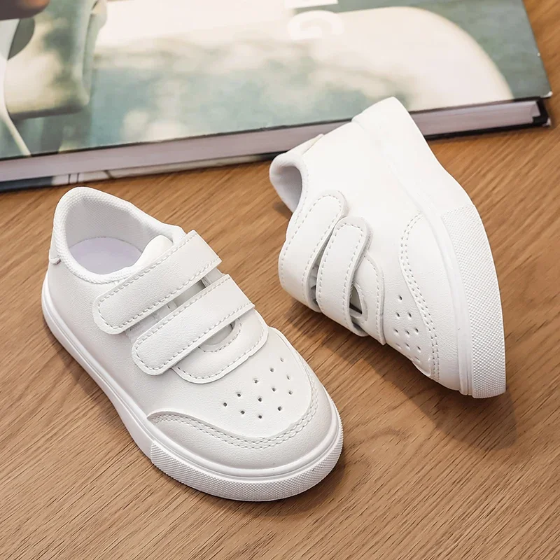 White Kids Classic Sneakers for School Uniform and Sports