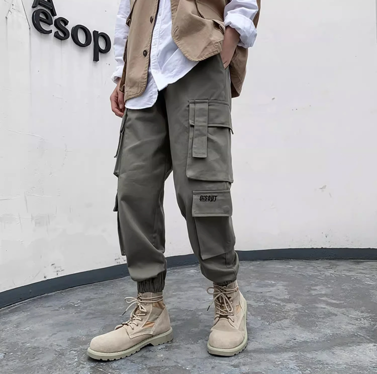

Oversized men's cargo pants men's fashion casual pants leg-binding trousers