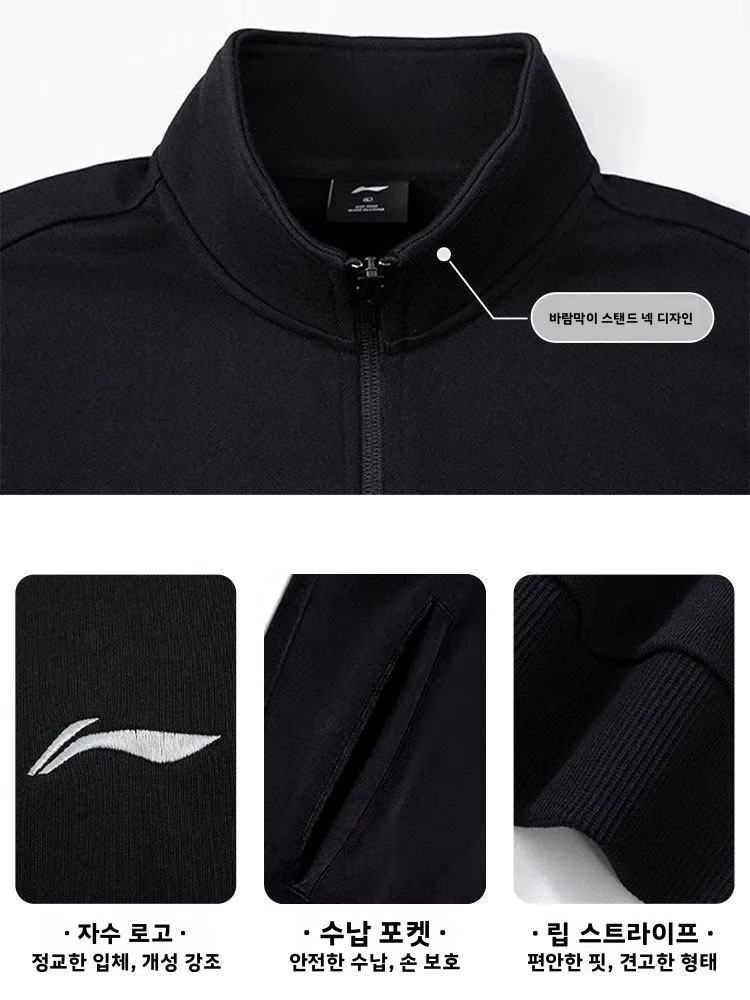  남성용 스포츠 자켓 봄 가을 새로운 스타일 블랙 스탠드 칼라 오픈 가디건 코트 청소년 스포츠 방풍 따뜻한