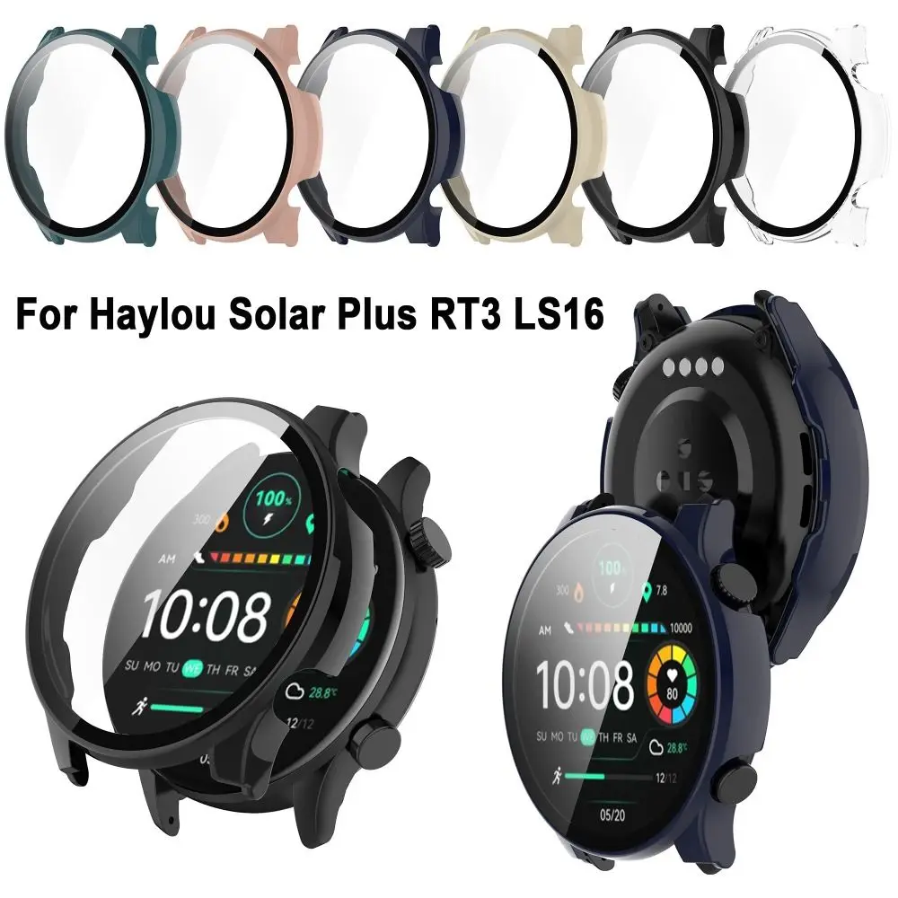 Screen Protector Case for Haylou Solar Plus RT3 LS16 Full Coverage Bumper Protection + Tempered Glass Case Cover Accessories