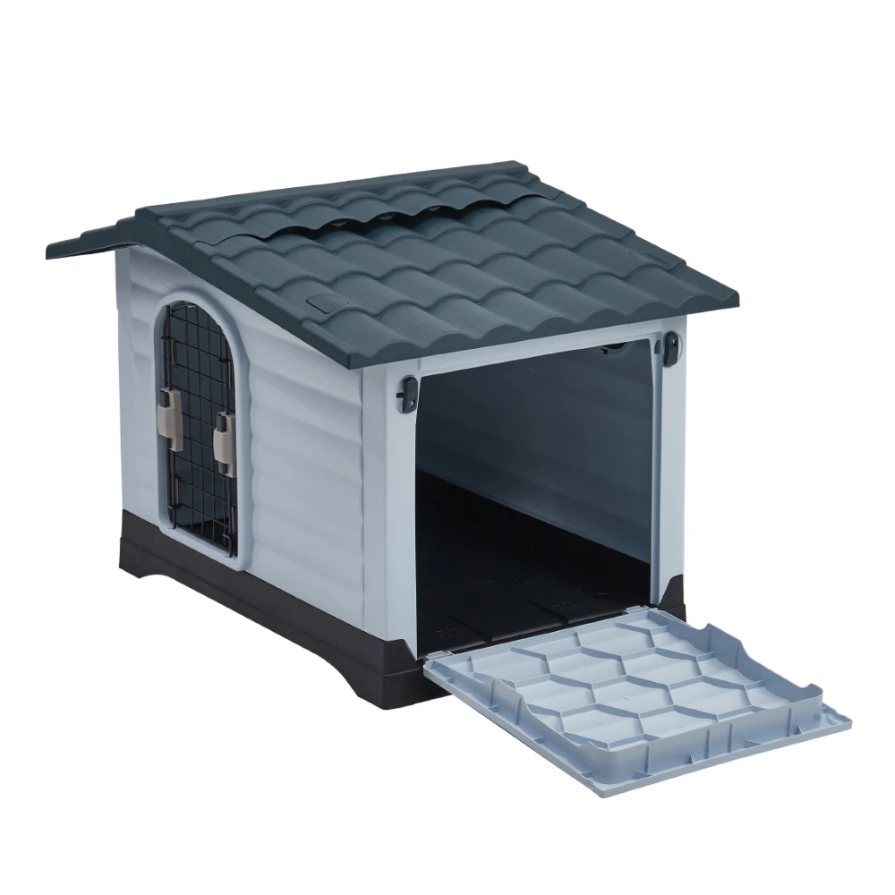 Tieker Outdoor Large Plastic Dog House Weatherproof with Skylight and Door Removable and Washable Kennel Villa