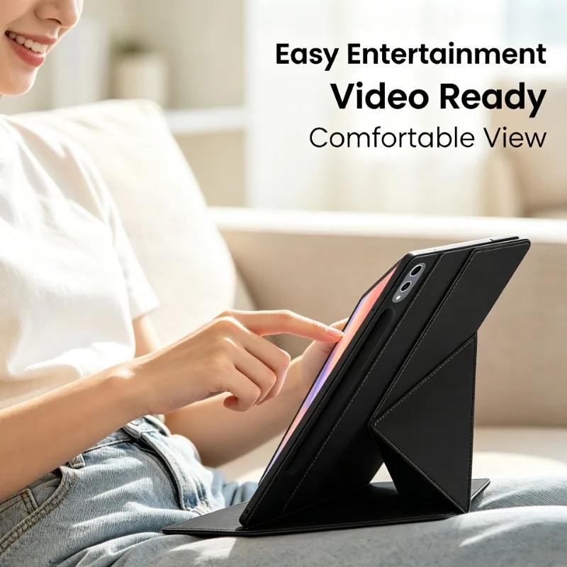 Magnetic Folding Tablet Book Cover with Shockproof Protection