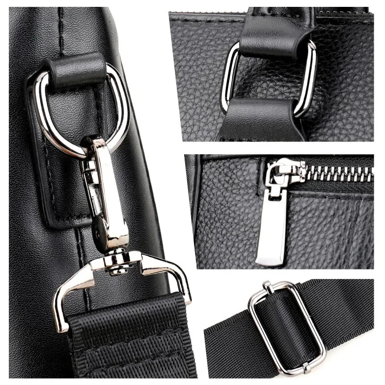 New Luxury Cow Genuine Leather Business Men's Briefcase Male Briefcase Shoulder Bag Men Messenger Bag Solid Tote Computer