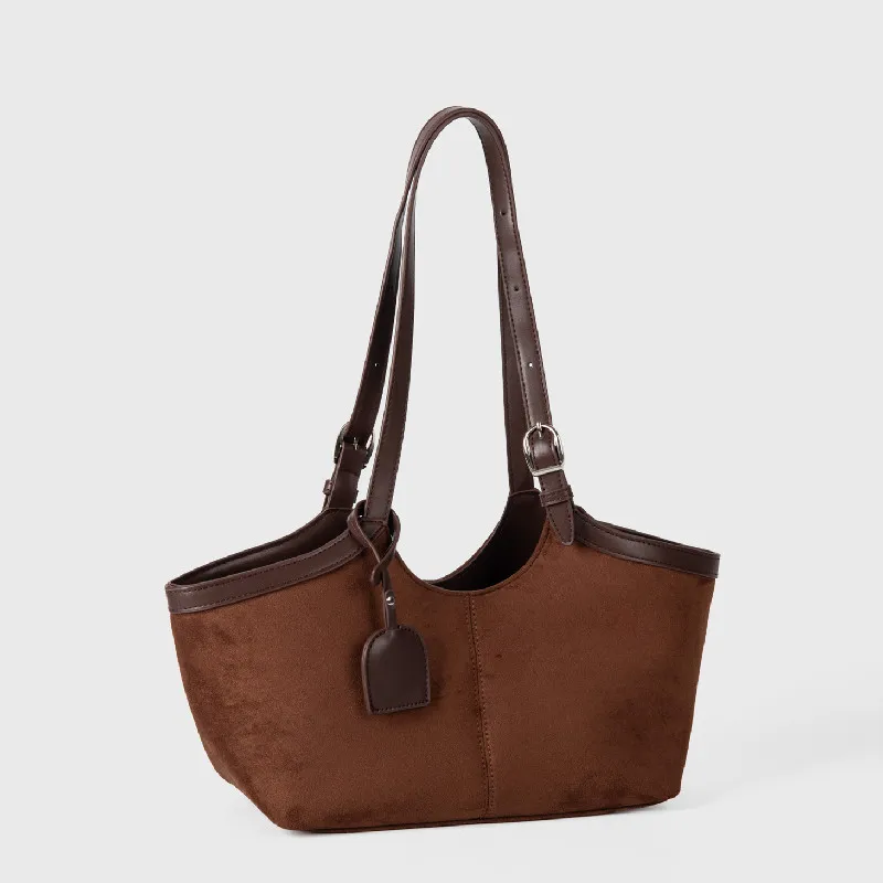 Autumn Winter Vintage Faux Suede Women Bag 2025 New Large Capacity Commuter Handbags Female Casual Shoulder Bags