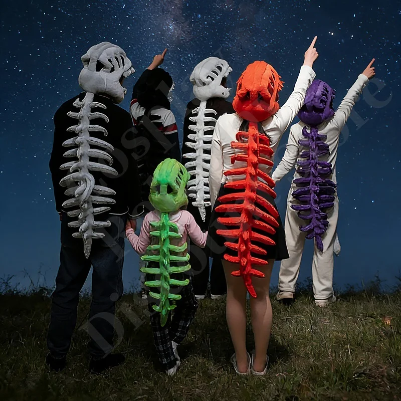 Genérico Disfraz De Esqueleto De Dinosaurio De Peluche – Traje Para Halloween, Teatro Y Fiestas Temáticas (Tallas Niño Y Adulto)