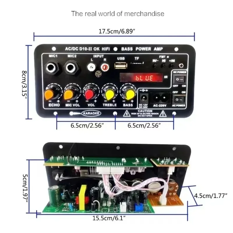 Woopker D10 II Digital BT Amplifier Board car Subwoofer Dual Microphone Karaoke 30 120W Amp Speaker 110V 220V 12V AMP Module