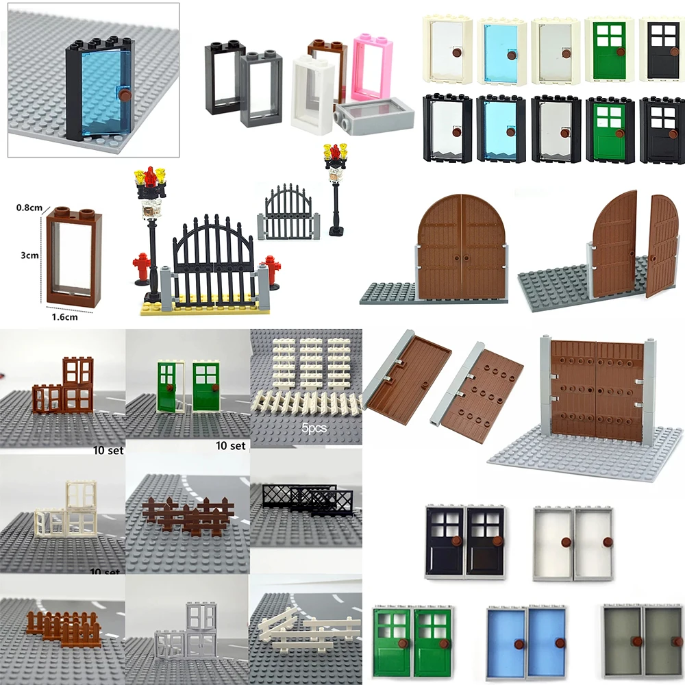 City Door Windows Accessori Building Blocks House Fence Scale Ladder Moc Parts Bricks Toy For Kid Compatibile Con Tutte Le Marche