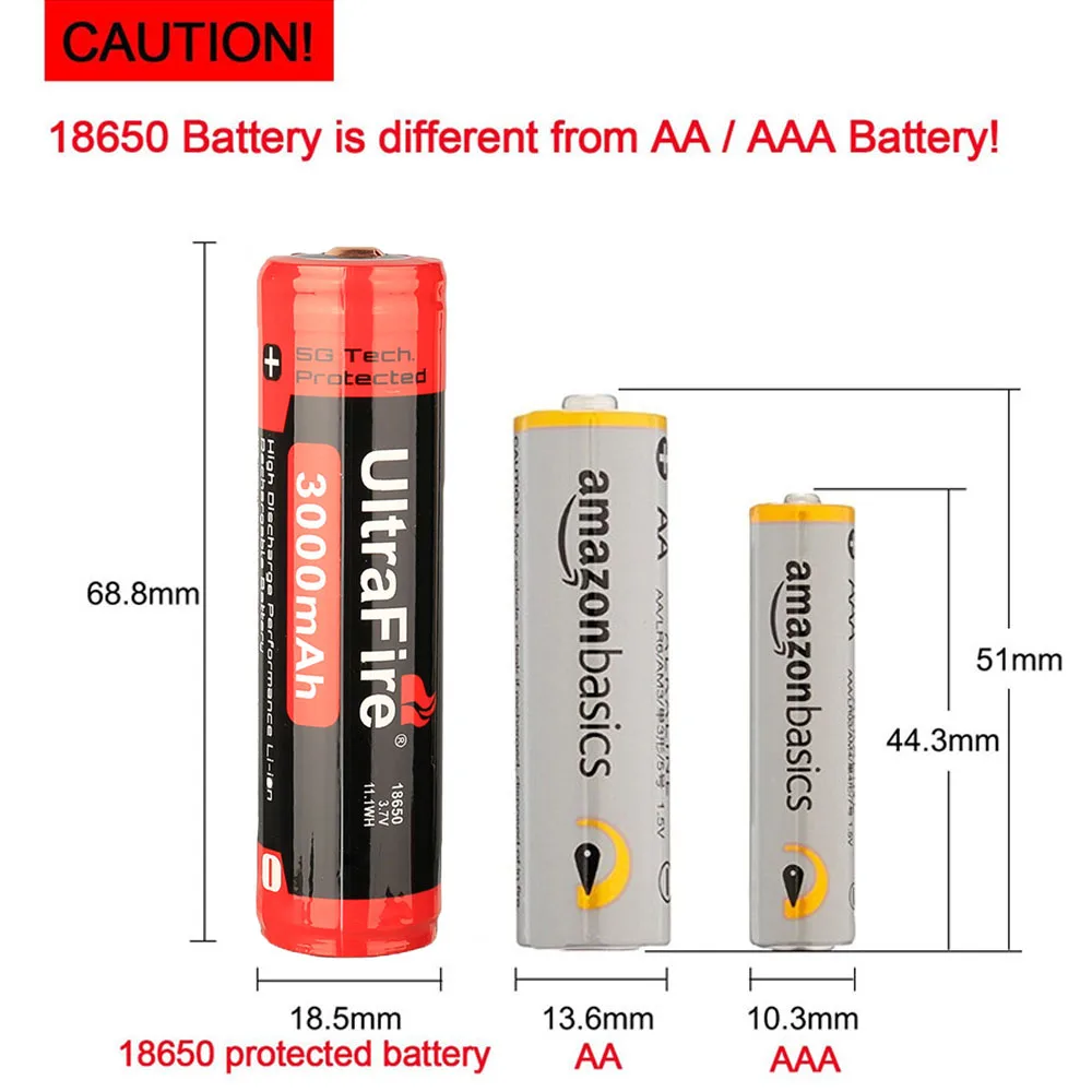 18650 CHARGER 1 ULTRAFIRE 18650 3000 mAH BATTERY RED w/PCB 