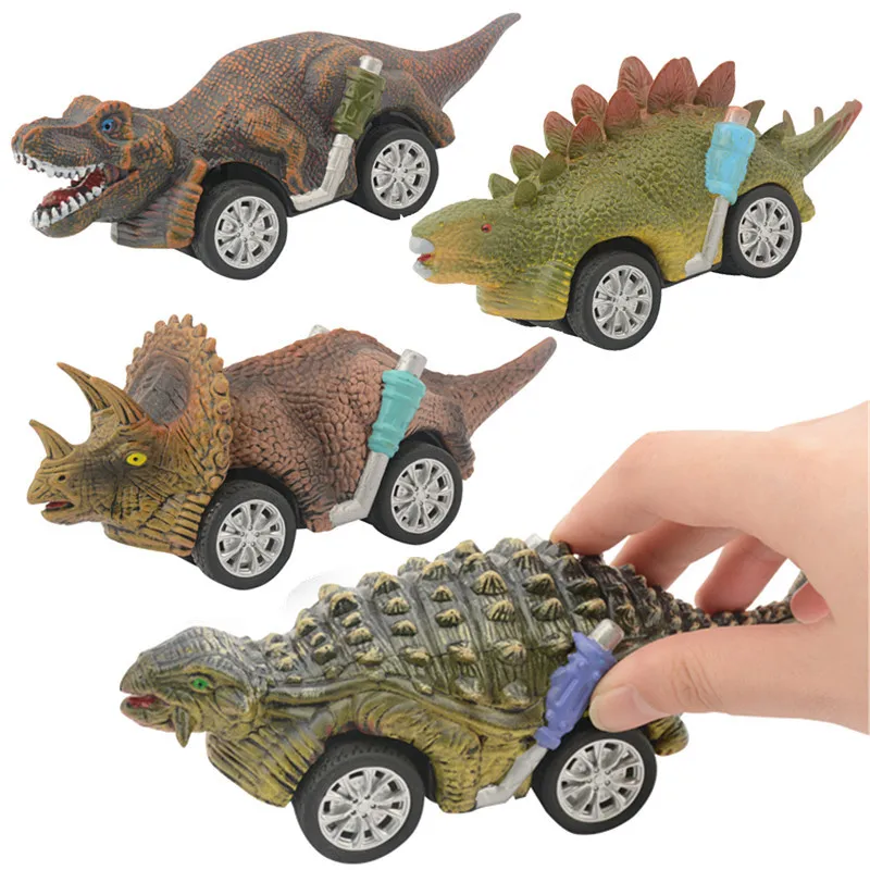 4Pcs Dinosaur Model Car Toy Mini Animal Shape Highly Simulation  Inertia Coastdown Car Set For Children Toys 4pcs dinosaur car toy mini simulation animal car model early educational toy gift for kids