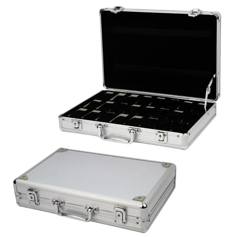 24-Slot Watch Box Travel & Storage Case Watches Display & Travel Suitcase Watch Box Case 57BD