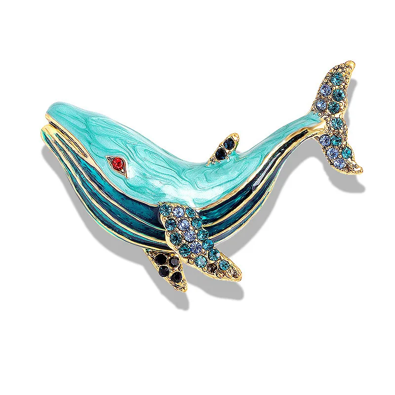 

Cross-Border European and American Fashion Best-Seller Brooch Rhinestone-Encrusted Dripping Whale Brooch Crystal Collar Brooch F