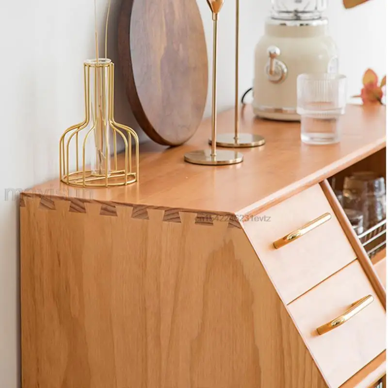Nordic Solid Wood Sidewall Modern Minimalist Wine Cabinet Wall Shelf Cupboard Narrow Storage Cabinet Kitchen Furniture