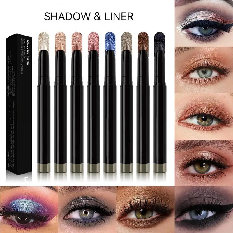 

Smudge-Proof Highlighter Eyeshadow Pencil Eyeshadow Stick Pearlescent Eye Shadow Pen Eye Makeup for Brighten Lying Silkworm