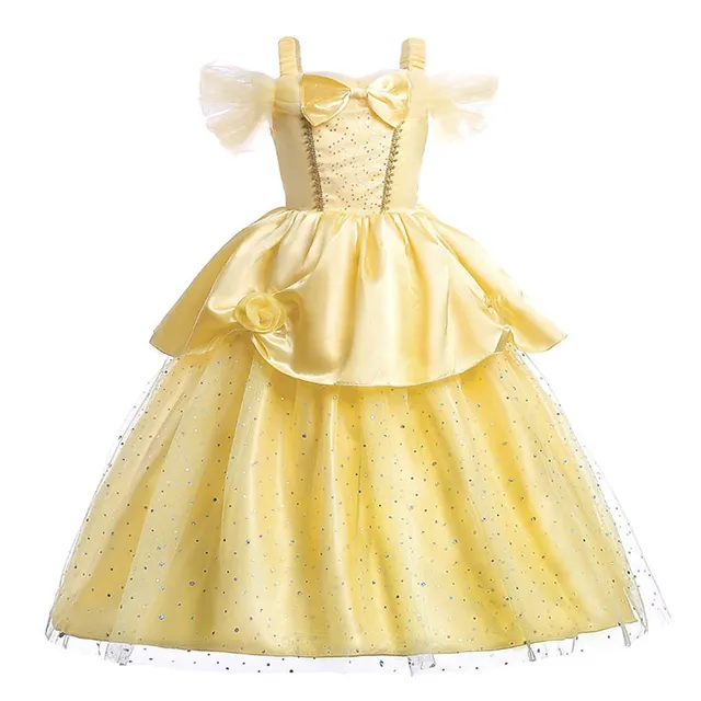 Girl Belle Princess Dress Kids Beauty and The Beast Costume Girl Baby Christmas Princess Birthday Party Fancy Dress 2-10 Years Belle dress A