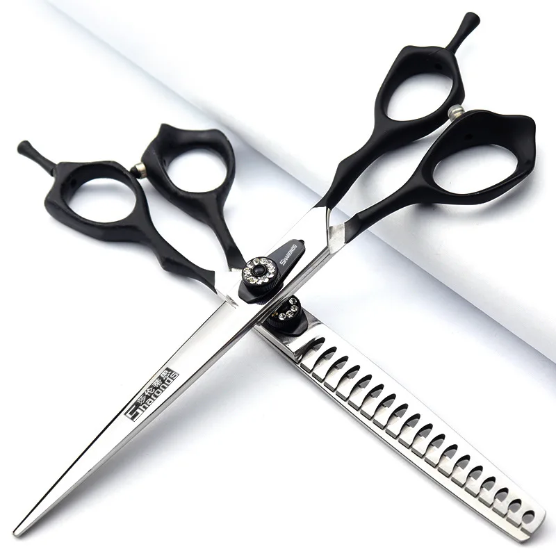 7" Dog Grooming Scissors, Pet Shop Cat Hair Curved Shears, Poodle Hair Cutting Tools, Pet Beauty Scissors Set, Thinning Shears