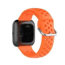 Silicone Sports Watch Strap Replacement - 23mm Wristband Accessory - Fitbit Versa 3 (Orange)