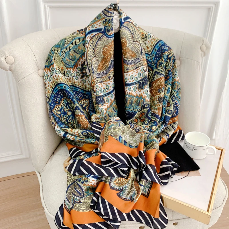 Women scarves silk scarf 180*90cm silk scarf summer shawl ladies elegant wrap sunscreen bandanna chiffon muffler pareo foulard poncho