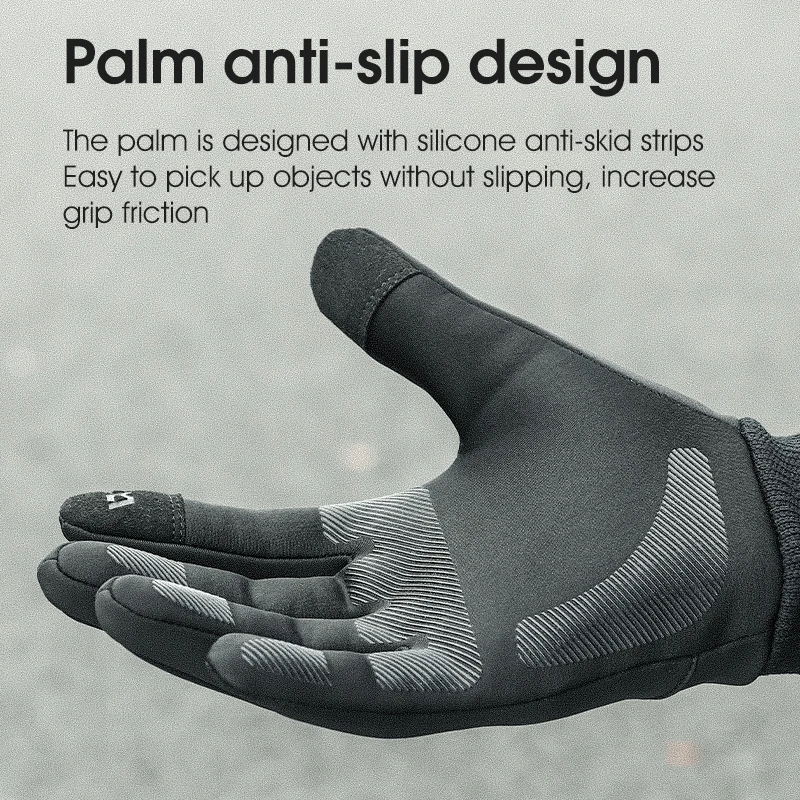 WEST BIKING Winter Men Thermal Gloves  Cycling Windproof Full FingerGloves Touch Screen Fleece MTB Road Bike Warm Sport Gear 5