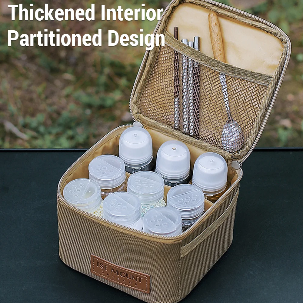 Outdoor Spice Shaker Seasoning Dispenser Spice Containers Camping Seasoning Bottle Camping Spice Kit Set with Travel Storage Bag 5