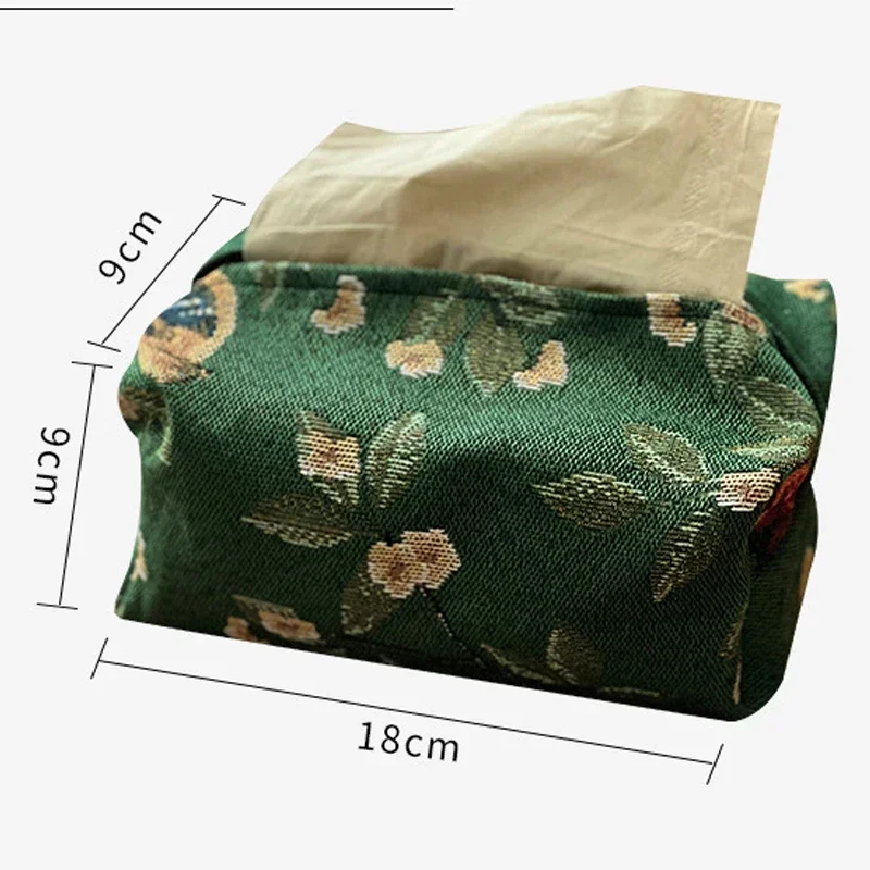 Retro Tissue Box Storage Bag High Quality Napkin Holder Foldable Tissue Box Home Office Desktop Embroidery Storage Box 3