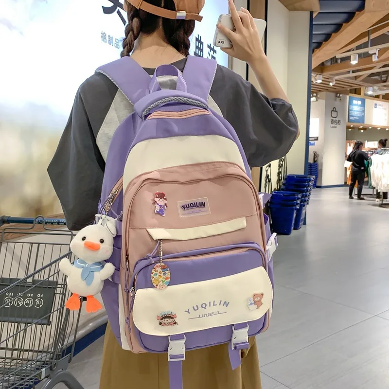 

Middle School Bags for Girls Teenagers Student Backpack Women Korean Bagpack Nylon Schoolbag