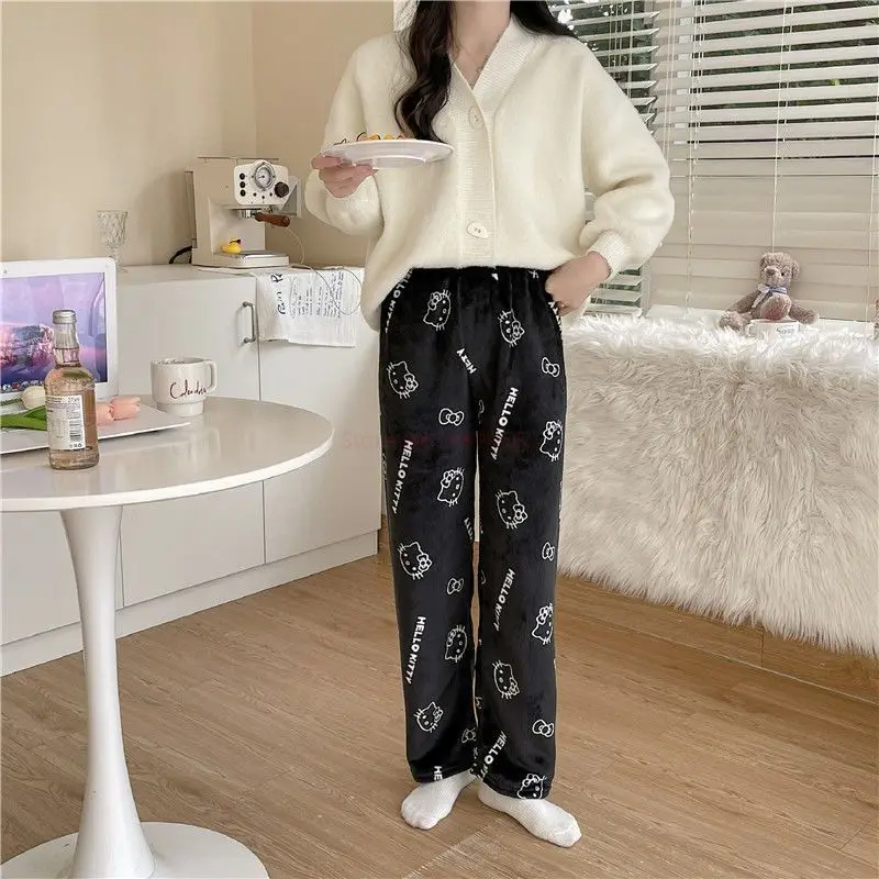 Sanrio My Melody Fluffy Pajamas Pj Pants Y2k Kawaii Cartoon Casual Cute  Pink Sleepwear Women Home Pyjama Pants Female Trouser - AliExpress